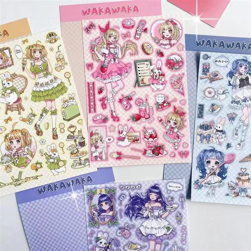 Girl Stickers Fruit Milk Tea Series Character Decoration Stickers DIY  Phone Case Handbook Material Stickers