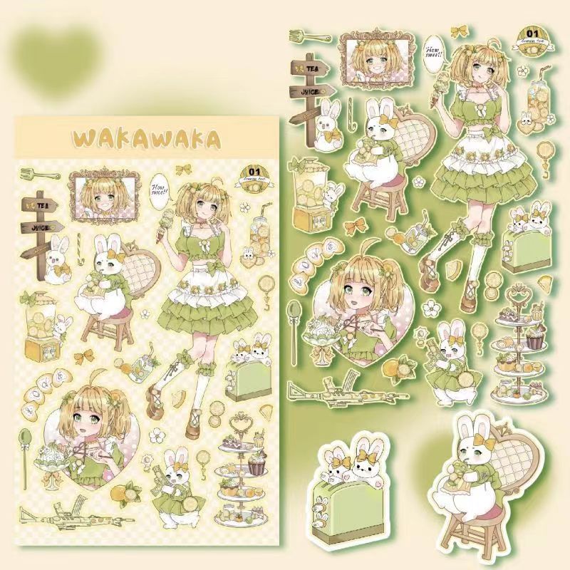 Girl Stickers Fruit Milk Tea Series Character Decoration Stickers DIY  Phone Case Handbook Material Stickers