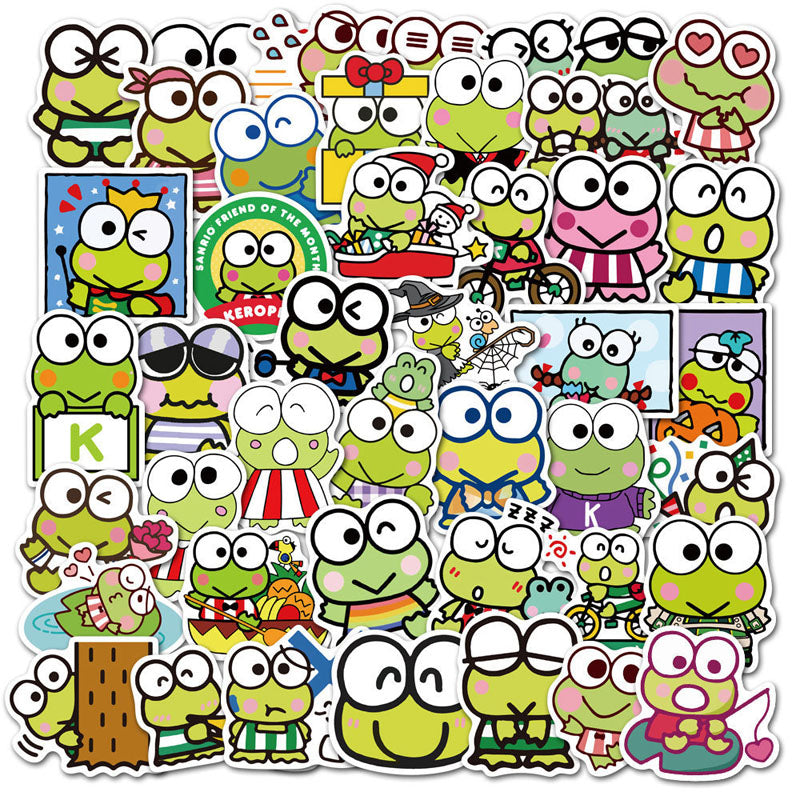 50 Anime Image Big-Eyed Frog Keroppi Graffiti Stickers Suitcase Water Cup Laptop Waterproof Stickers