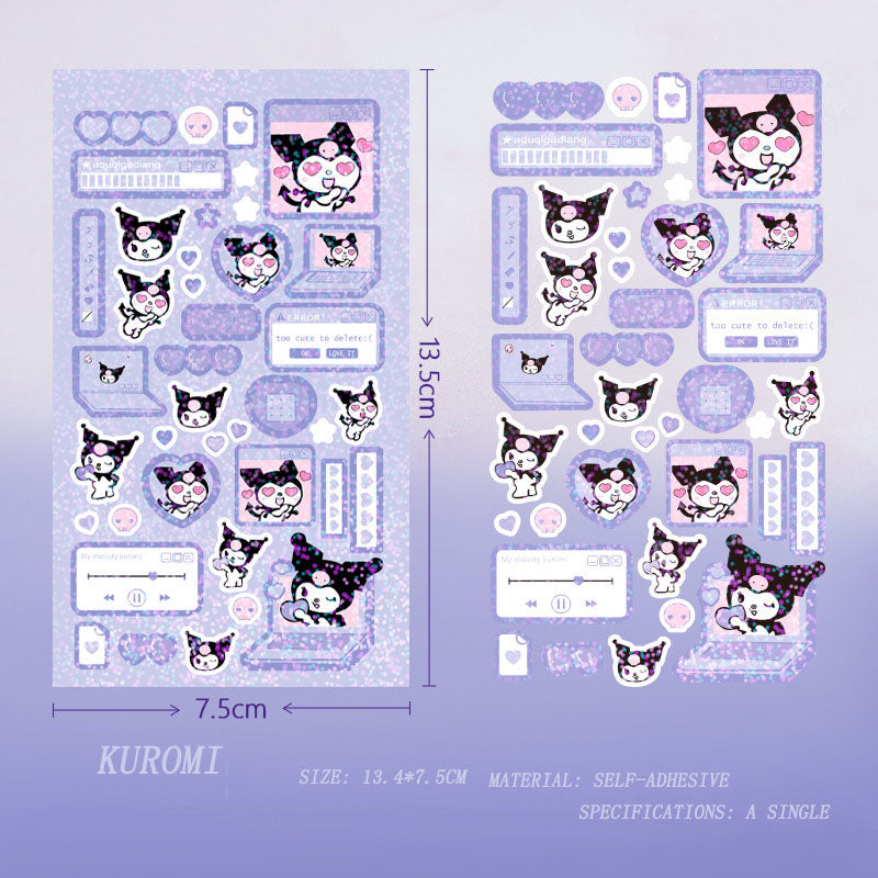 Sanrio  Cinnamoroll Melody Girl Cute Domi Stickers Diy Domi Wholesale Hand Account Cartoon