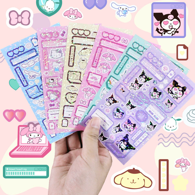 Sanrio  Cinnamoroll Melody Girl Cute Domi Stickers Diy Domi Wholesale Hand Account Cartoon