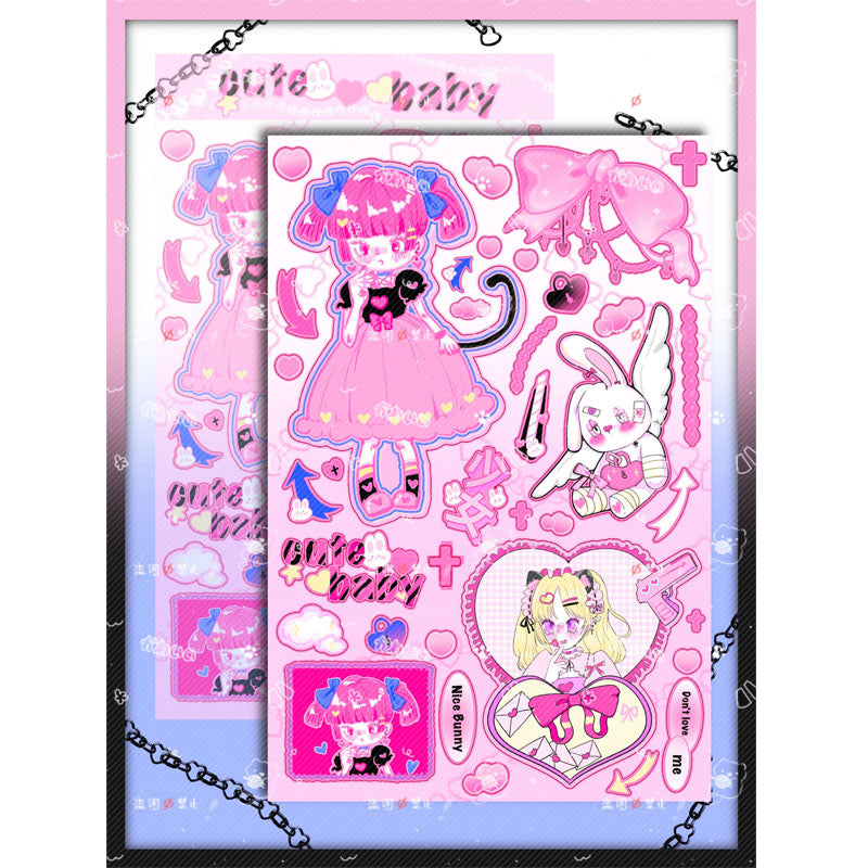Killer Girl Barbie Girl Love Membrane Sweet Asian Style Decorative Stickers DIY Hand Account  Phone Case Small Card Stickers