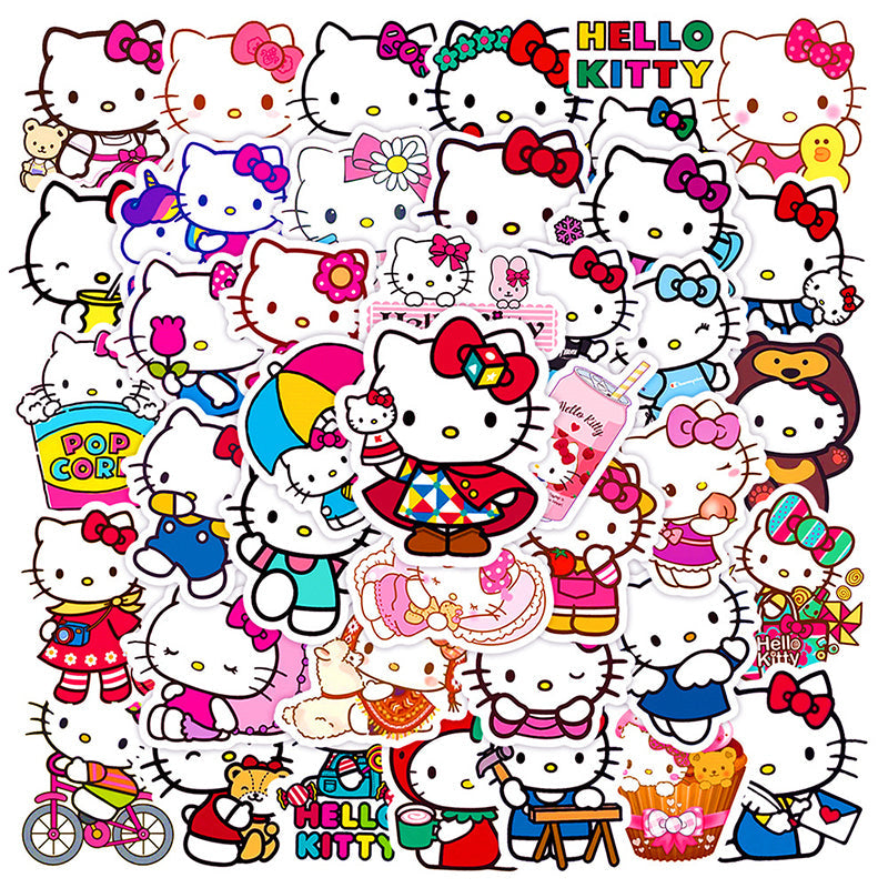 50pcs Stickers Melody Keroppi Sanrio Hello kitty Kuromi Cute DIY Waterproof Stickers