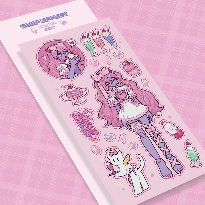 Character Goo Card Sticker Hand Account Sticker  phone Case Black Hot Girl Leather Skateboard Trainee Magic Witch Girl SweetCool Retro DIY Sticker