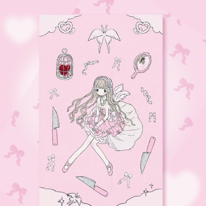Milky Hearts Sticker Book Inner Page Low Saturation Sweet Sick Sweet Girl Character Decoration Sticker DIY Keychain Plate Hand Account  Phone Case Sticker