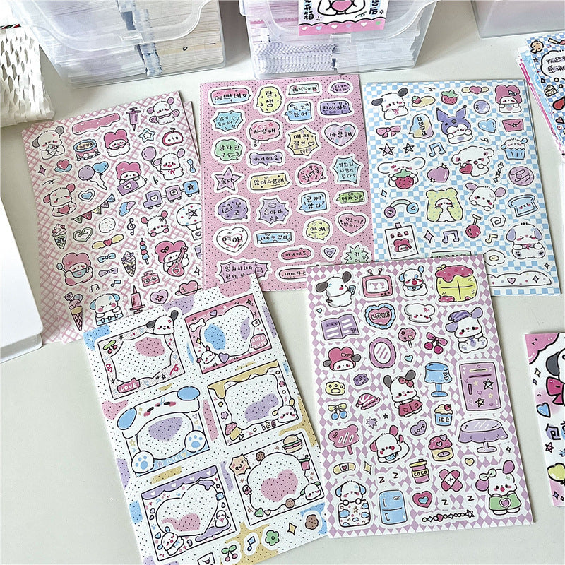 Punny hand-Painted Graffiti Style Cute Animal Puppy Dialog Korean Hand Account Sticker Small Card Decoration Material