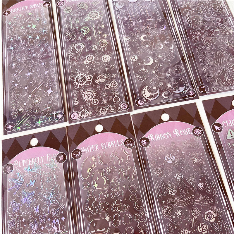 Brilliant Xingxi Laser 3D Silver Pressed Decorative Sticker Basic Pocket Decoration Material Sticker