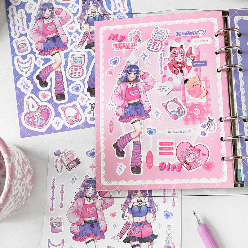 Barbie Angel Series Sweet Cool Babe Hand Account Diy Decorative  Phone Case Hand Account Material Stickers Matte Membrane Stickers 4 Styles