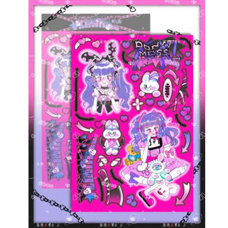 Killer Girl Barbie Girl Love Membrane Sweet Asian Style Decorative Stickers DIY Hand Account  Phone Case Small Card Stickers