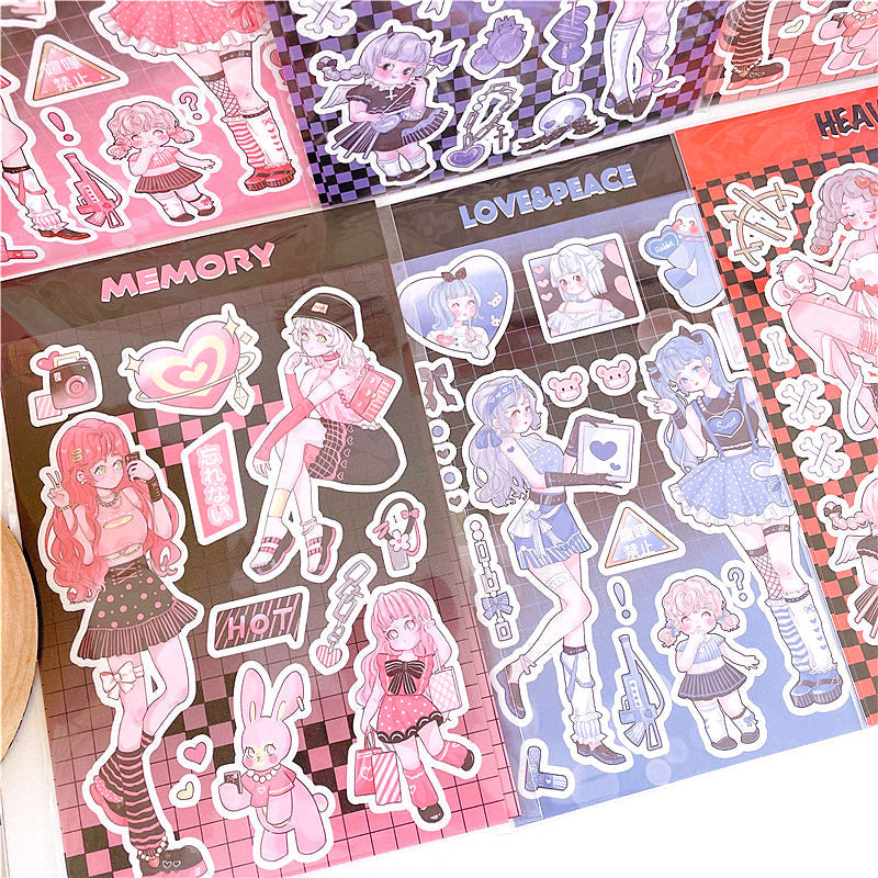 Girl Heart Cartoon Decoration Hand Account  Phone Case Decoration Sticker DIY Handmade High-Value Heartbeat Signal Sticker