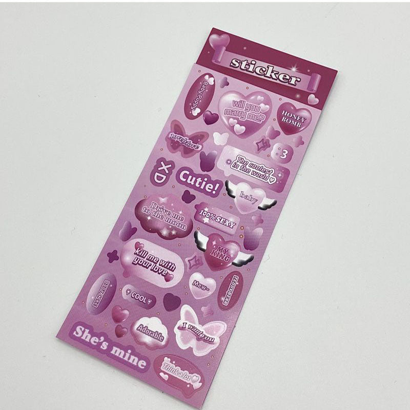 Pink Girl Sticker Dialog Box Series Girls Phone  Case Bead Chain Decorative Sticker Pocket Material Sticker