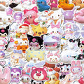 51pcs 3D Sanrio Stickers Cute Kulomi Cinnamorll Melody Kitty Cat Hand Account Waterproof