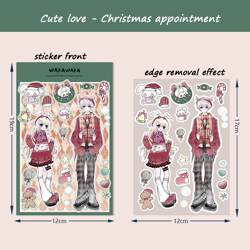 Cute Love Series Cartoon Cute Handbook Stickers Girly Pattern Handbook DIY Material Stickers