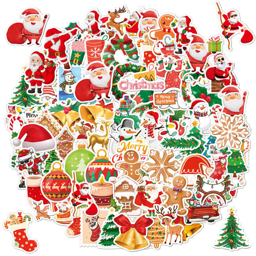 100pcs Christmas Stickers Old Man Tree Snowflake Water Cup Laptop DIY Phone Case Graffiti Stickers