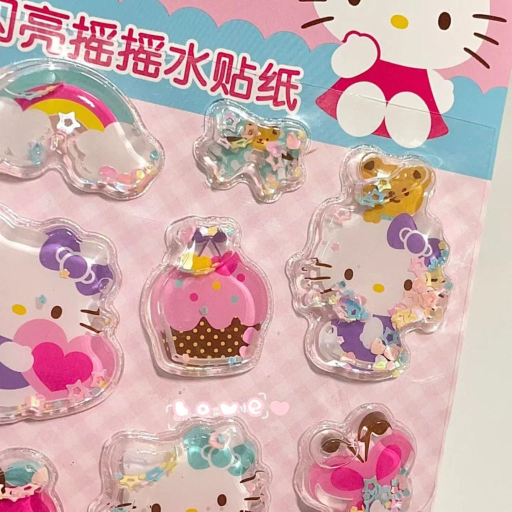 DIY Sanrio Shake Water Stickers 3D Three-dimensional Decorative Bubble Stickers Hello Kitty