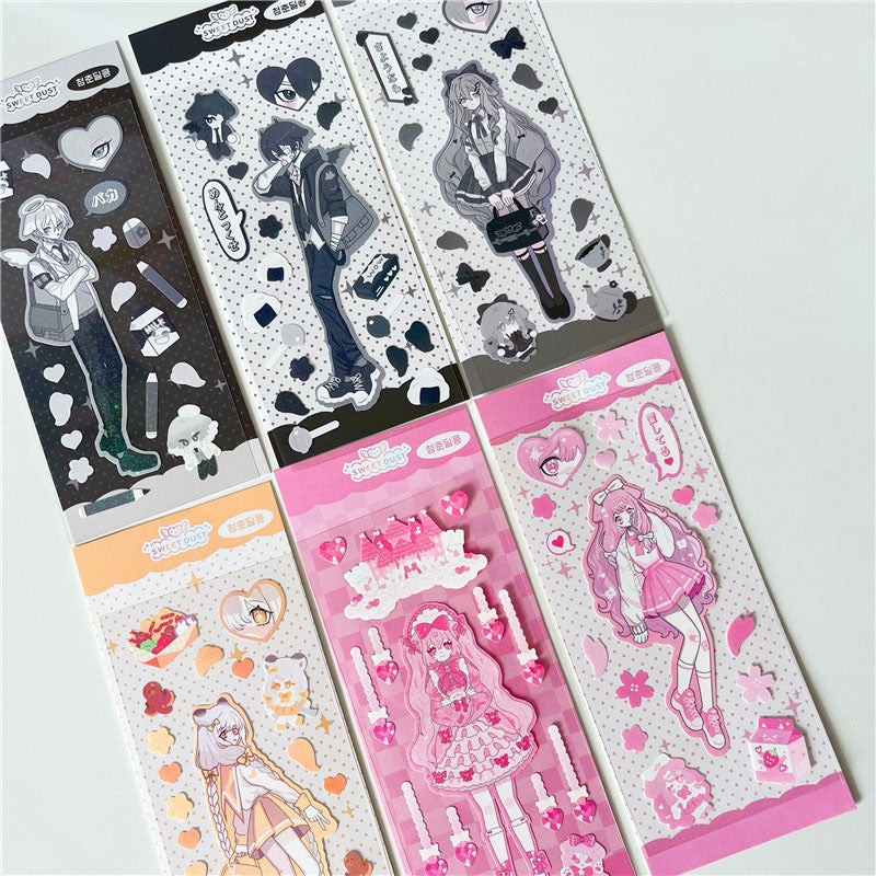 Sticker Spot Comic Style YK2 Sweet Asian Style Cute Character Goo Card Star Chasing Decoration Sticker