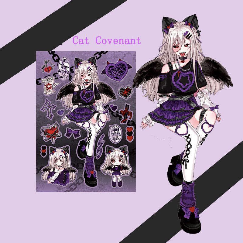 Fantasy Girl Niche Dark Cute Decorative Stickers DIY Keychain Plate Hand Account  Phone Case Diary Small Card Stickers