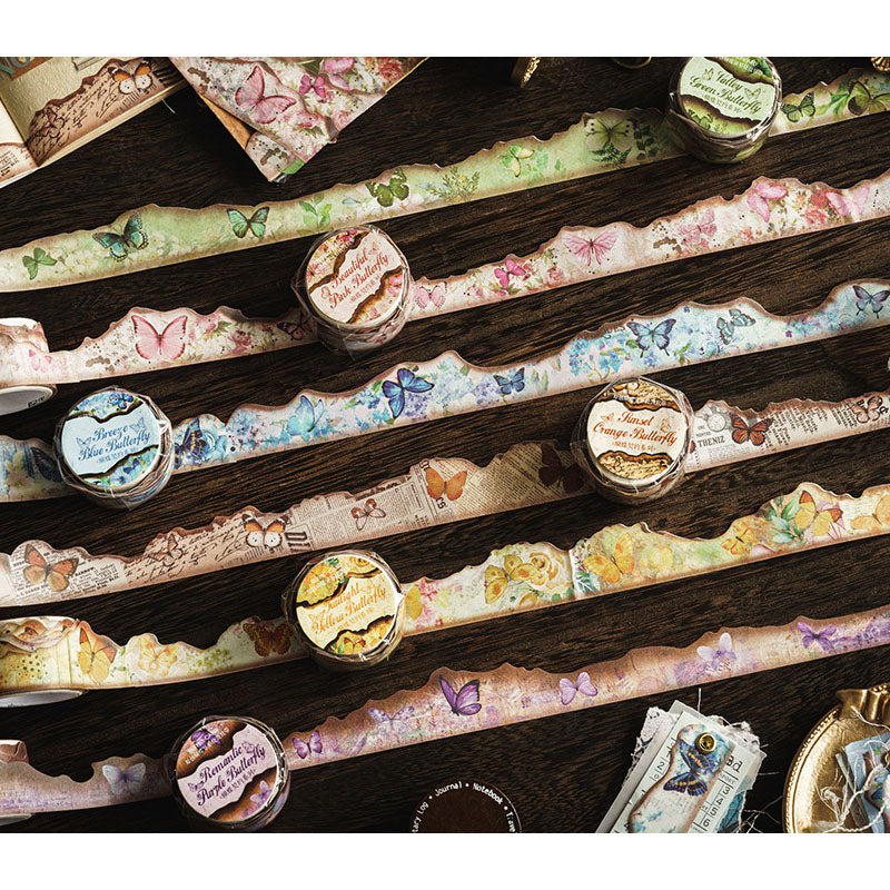 Washi Tape Butterfly Contract Series Art Retro Burned Landscaping Pocket DIY Material Stickers 6 Types