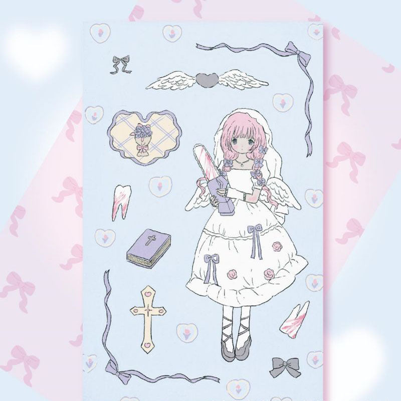 Milky Hearts Sticker Book Inner Page Low Saturation Sweet Sick Sweet Girl Character Decoration Sticker DIY Keychain Plate Hand Account  Phone Case Sticker