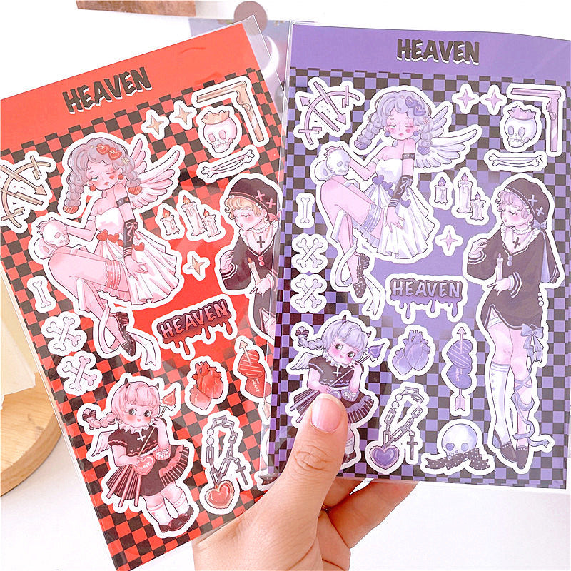 Girl Heart Cartoon Decoration Hand Account  Phone Case Decoration Sticker DIY Handmade High-Value Heartbeat Signal Sticker