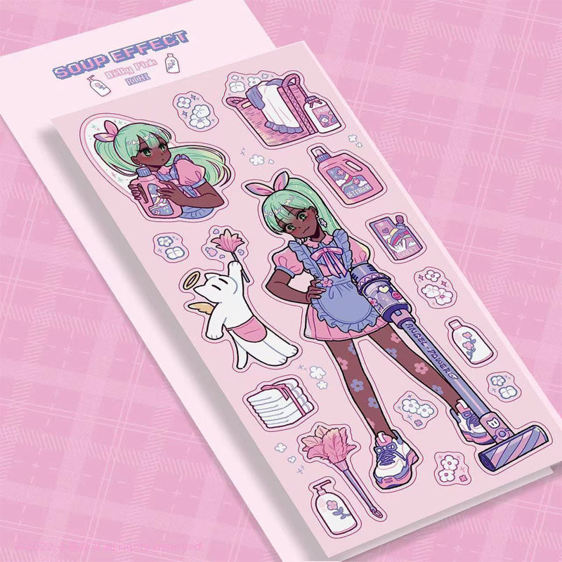 Character Goo Card Sticker Hand Account Sticker  phone Case Black Hot Girl Leather Skateboard Trainee Magic Witch Girl SweetCool Retro DIY Sticker