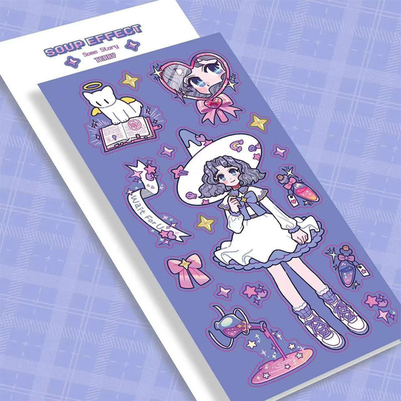 Character Goo Card Sticker Hand Account Sticker  phone Case Black Hot Girl Leather Skateboard Trainee Magic Witch Girl SweetCool Retro DIY Sticker