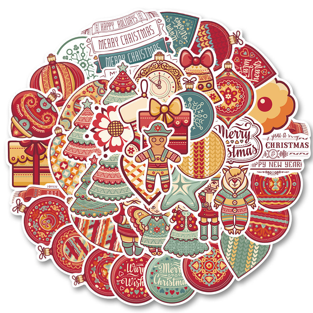 50pcs Christmas Graffiti Stickers Holiday Party Hand Account DIY Phone Case Stickers