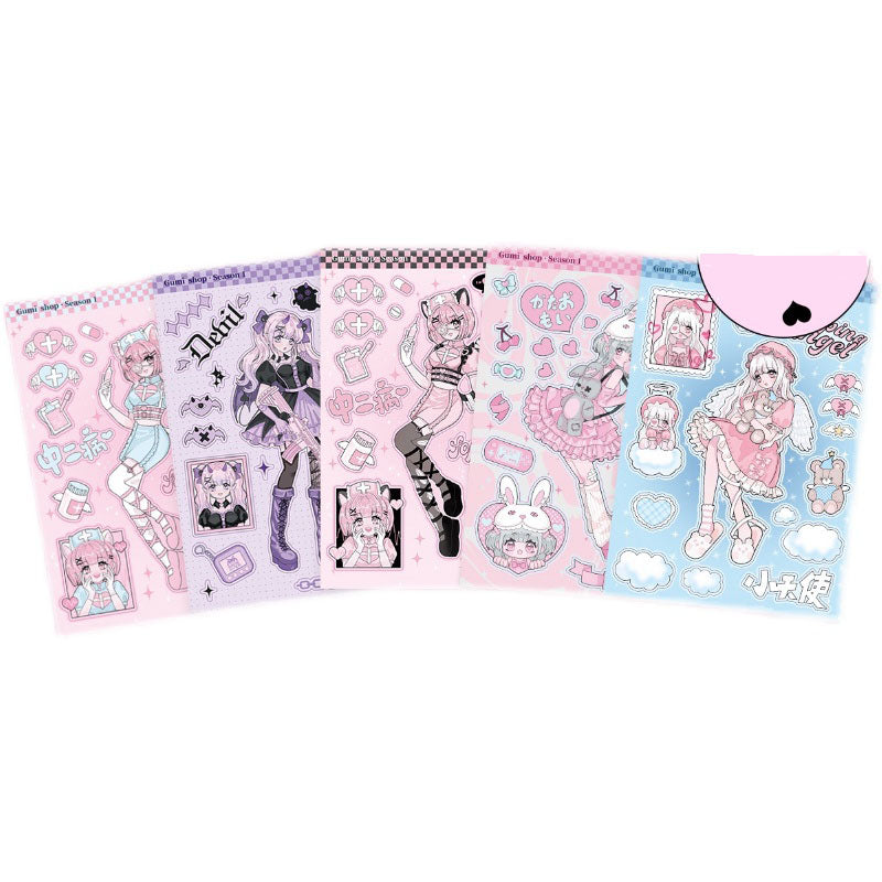 Sweet Asian Style Goo Card Character Sticker Character DIY  phone Case hand account girl sticker