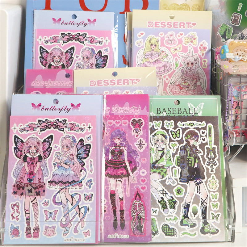 Happy Growth Series Sweet And Cool Comics Beautiful Girl Handbook DIY Material Stickers