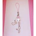 Creative Design Beaded Pendant Cute Pink Sweet Love Injection Sweet Cool Hanging Chain Goo Card Chain  Phone Case Chain