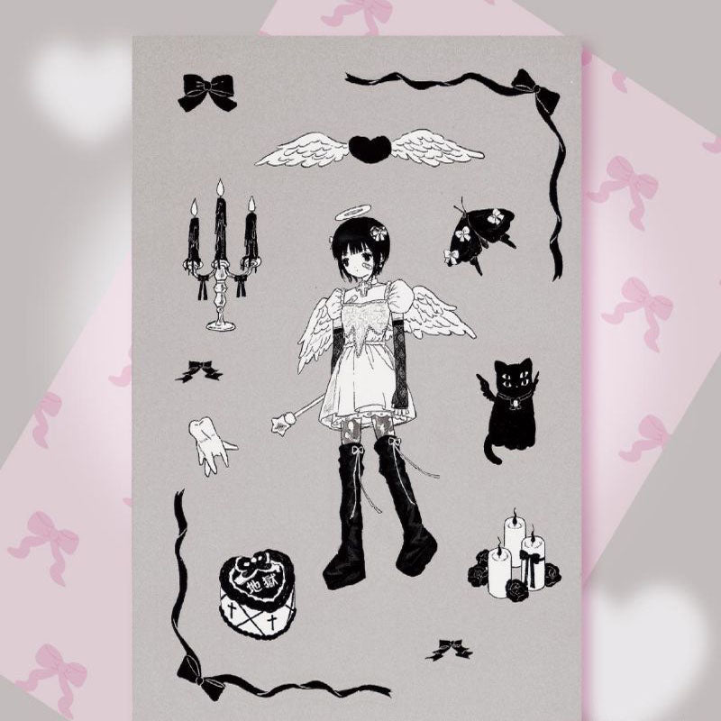 Milky Hearts Sticker Book Inner Page Low Saturation Sweet Sick Sweet Girl Character Decoration Sticker DIY Keychain Plate Hand Account  Phone Case Sticker