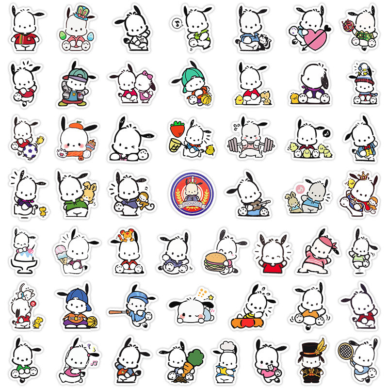 50pcs Pochacco  Sticker Water Cup Notebook Hand Account Water Cup Waterproof Student Stationery Decoration Graffiti Sticker