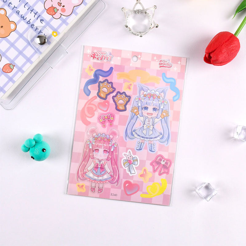 Mengli Attack Series Character Stickers Cartoon DIY Hand Account Keychain  Phone case Small Card Decoration Sticker Material