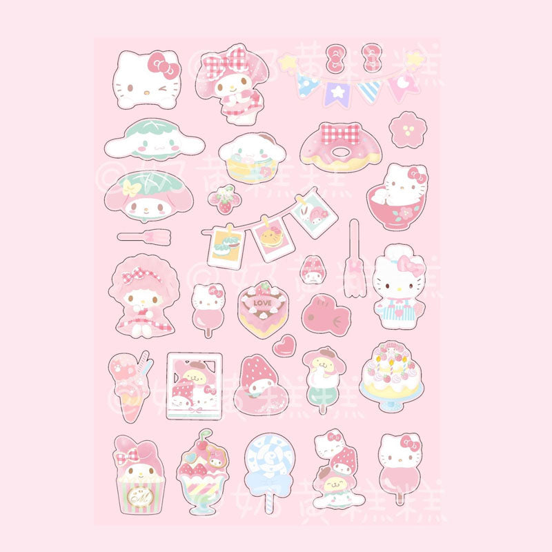 Sanrio Goo Card Sticker Kulomi Melody  Decoration  Phone Case Hand Account Material Sticker