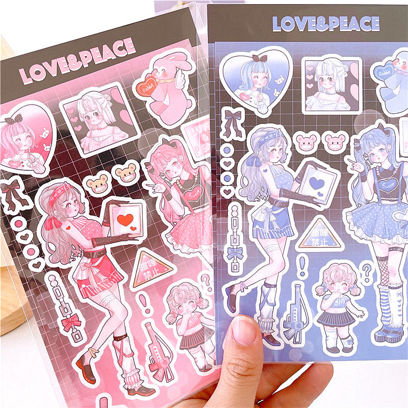 Girl Heart Cartoon Decoration Hand Account  Phone Case Decoration Sticker DIY Handmade High-Value Heartbeat Signal Sticker