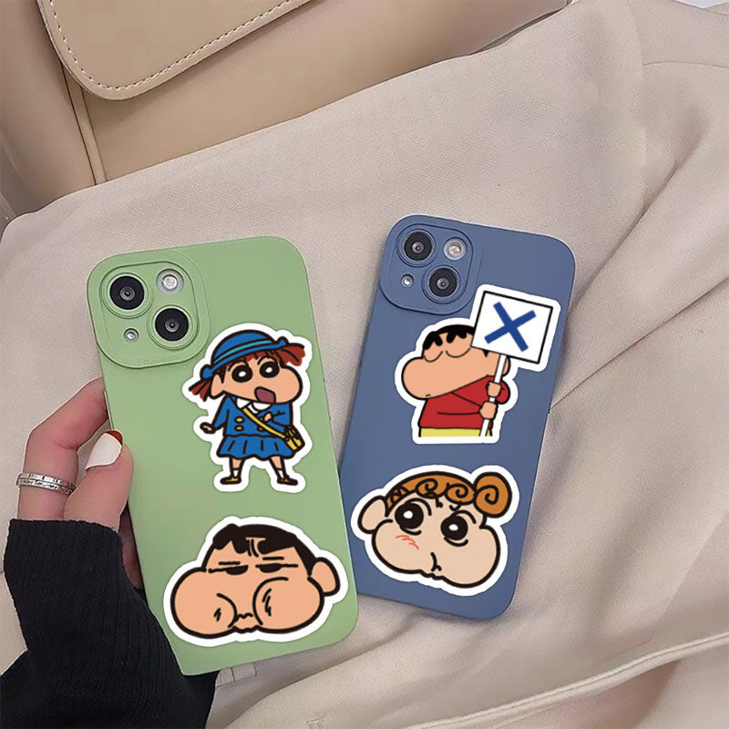 60pcs Cute Anime Cartoon Crayon Shin-chan Decoration  Phone Case Water Cup Waterproof Hand Account Sticker Cartoon Sticker