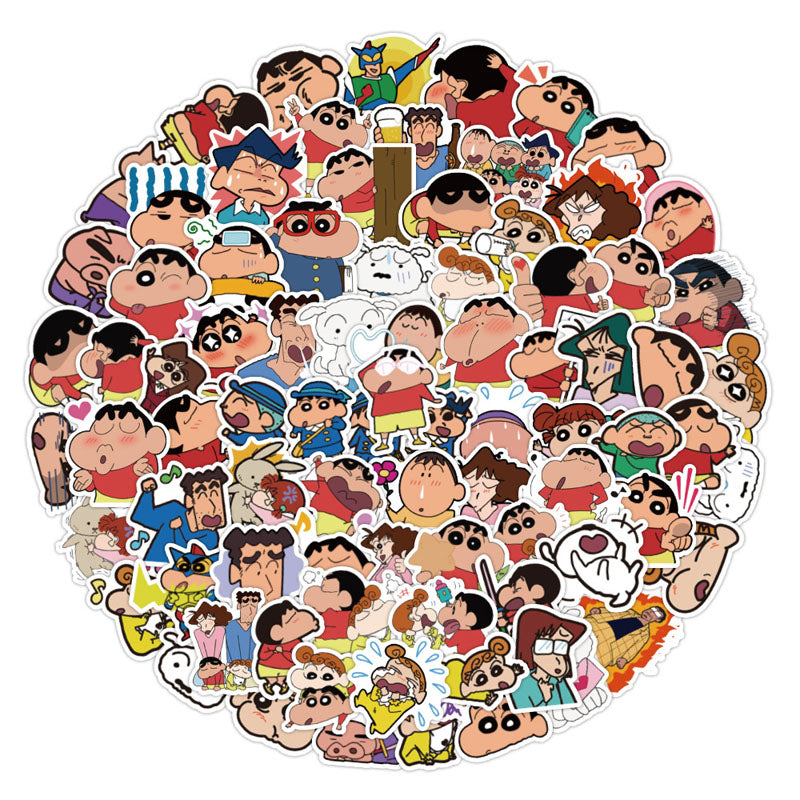 60pcs Cute Anime Cartoon Crayon Shin-chan Decoration  Phone Case Water Cup Waterproof Hand Account Sticker Cartoon Sticker