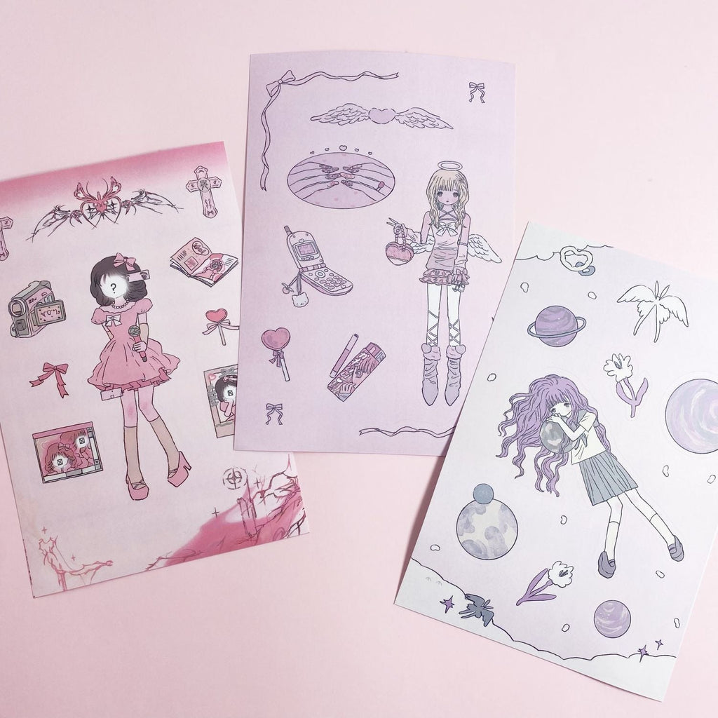 Milky Hearts Sticker Book Stickers Cartoon Cute Journal Decoration DIY Keychain Plate Hand Account Phone Case Sticker