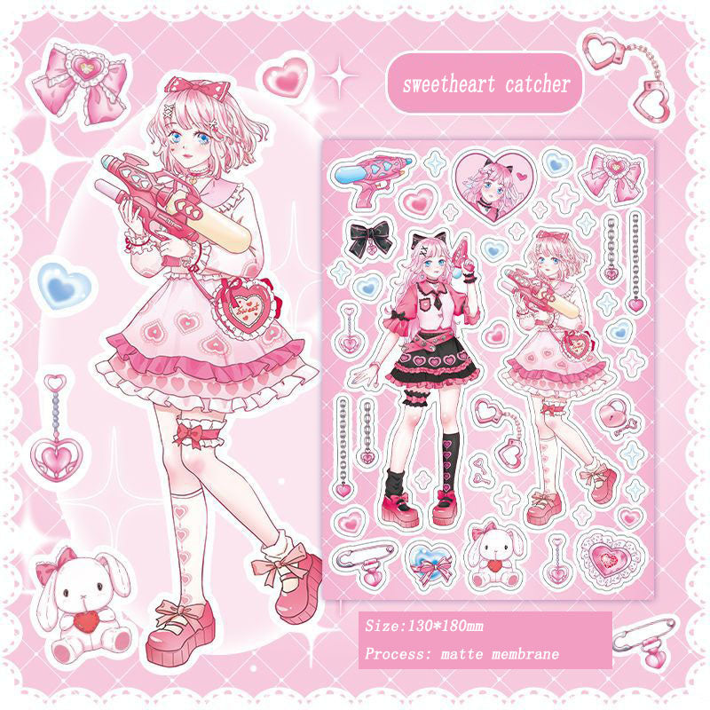 Barbie Angel Series Sweet Cool Babe Hand Account Diy Decorative  Phone Case Hand Account Material Stickers Matte Membrane Stickers 4 Styles