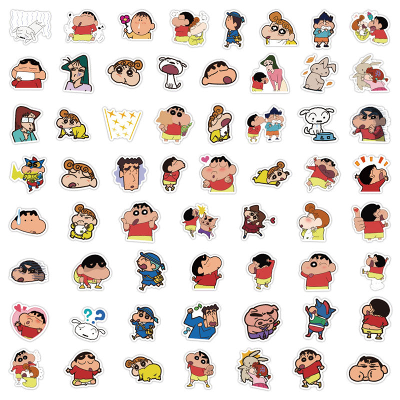 60pcs Cute Anime Cartoon Crayon Shin-chan Decoration  Phone Case Water Cup Waterproof Hand Account Sticker Cartoon Sticker