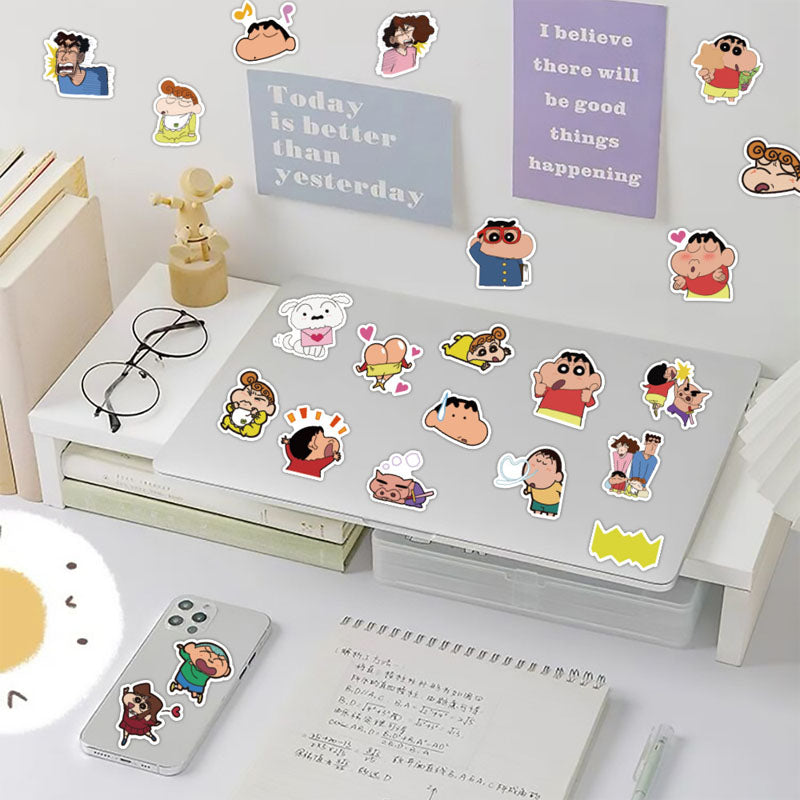 60pcs Cute Anime Cartoon Crayon Shin-chan Decoration  Phone Case Water Cup Waterproof Hand Account Sticker Cartoon Sticker