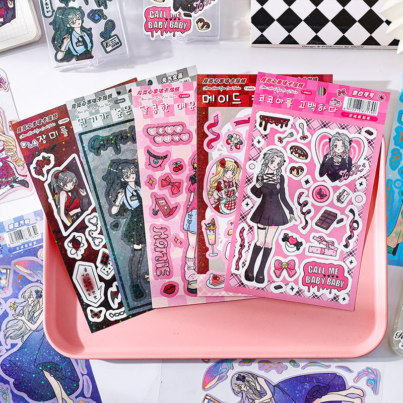 Yuezhen Moon Heart Series Scrapbook Journal Stickers