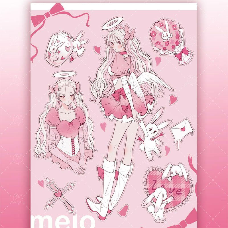 Cupid Angel Vampire Black Cat Character Decorative Sticker DIY Back Card  Phone Case Hand Account Material Sticker