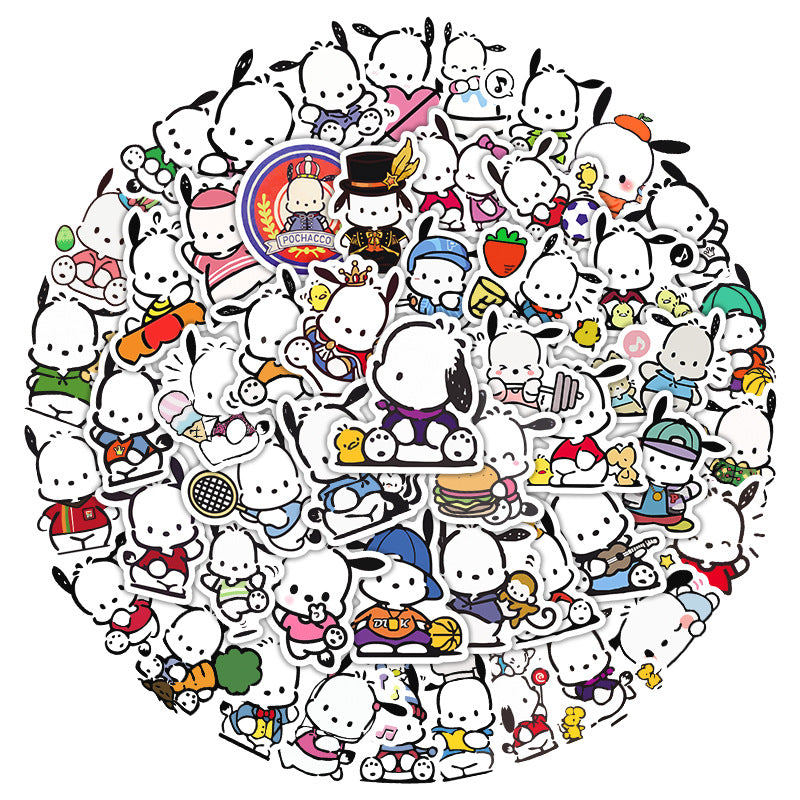 50pcs Pochacco  Sticker Water Cup Notebook Hand Account Water Cup Waterproof Student Stationery Decoration Graffiti Sticker