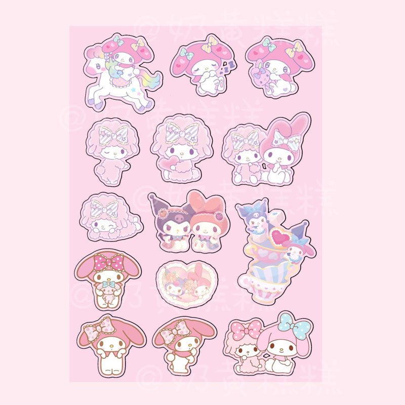Sanrio Goo Card Sticker Kulomi Melody  Decoration  Phone Case Hand Account Material Sticker