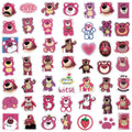 50pcs Cartoon Animation Cute Strawberry Bear Graffiti Stickers Window Wall Water Cup Trolley Case Stickers