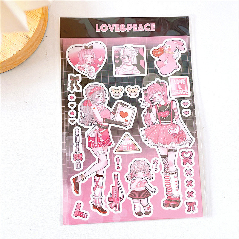 Girl Heart Cartoon Decoration Hand Account  Phone Case Decoration Sticker DIY Handmade High-Value Heartbeat Signal Sticker