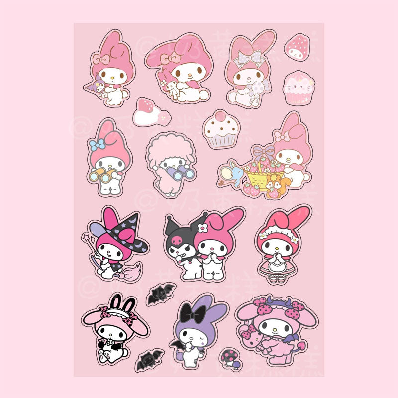 Sanrio Goo Card Sticker Kulomi Melody  Decoration  Phone Case Hand Account Material Sticker