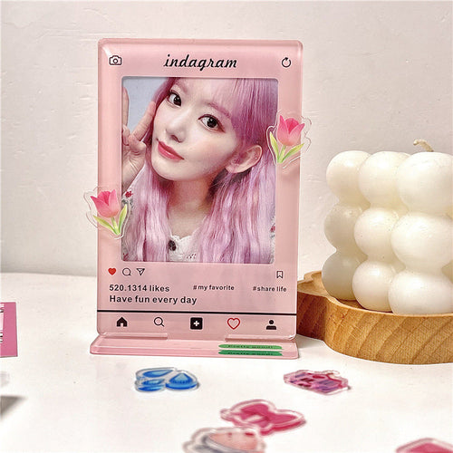 Acrylic Standing Card Creative 3-inch Polaroid Small Card Decoration Emoji Expression Decoration Card Photo Frame