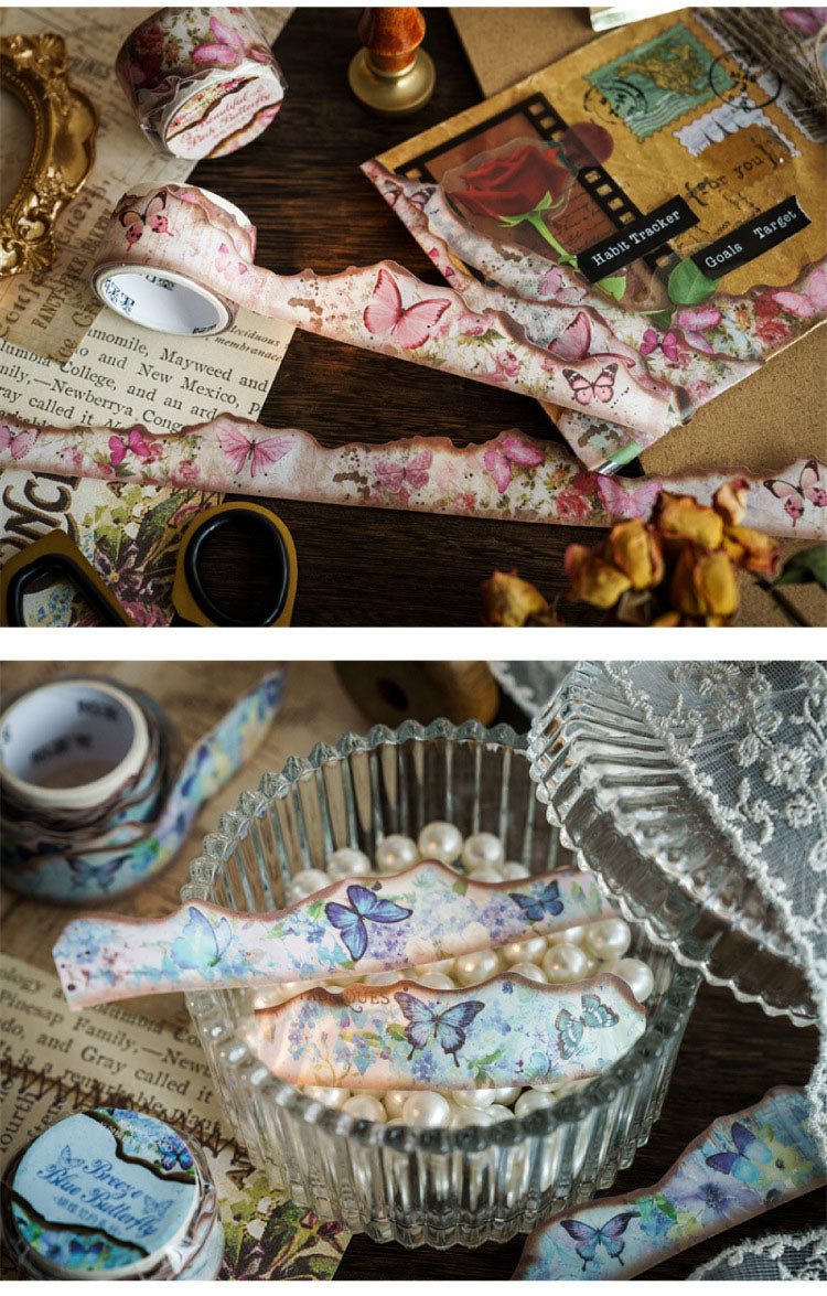 Washi Tape Butterfly Contract Series Art Retro Burned Landscaping Pocket DIY Material Stickers 6 Types